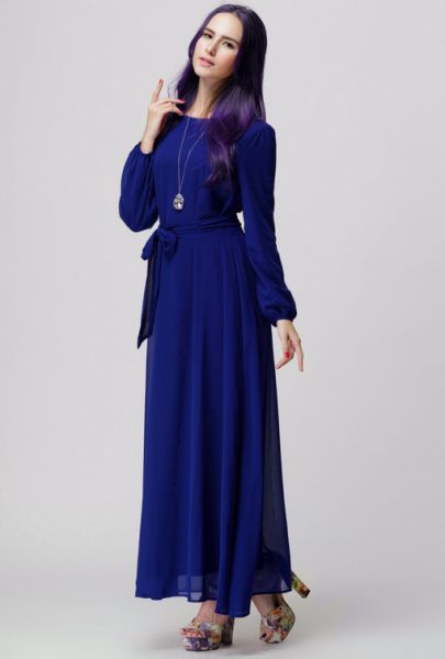 فستان شيفون ازرق كاجوال -نساء